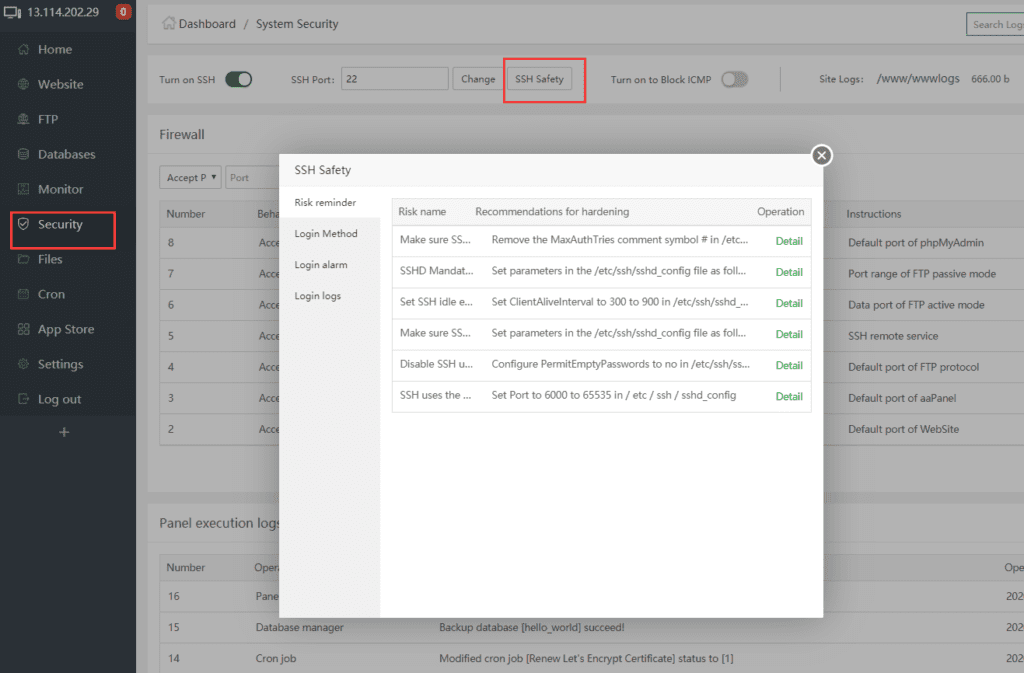 1. SSH Settings